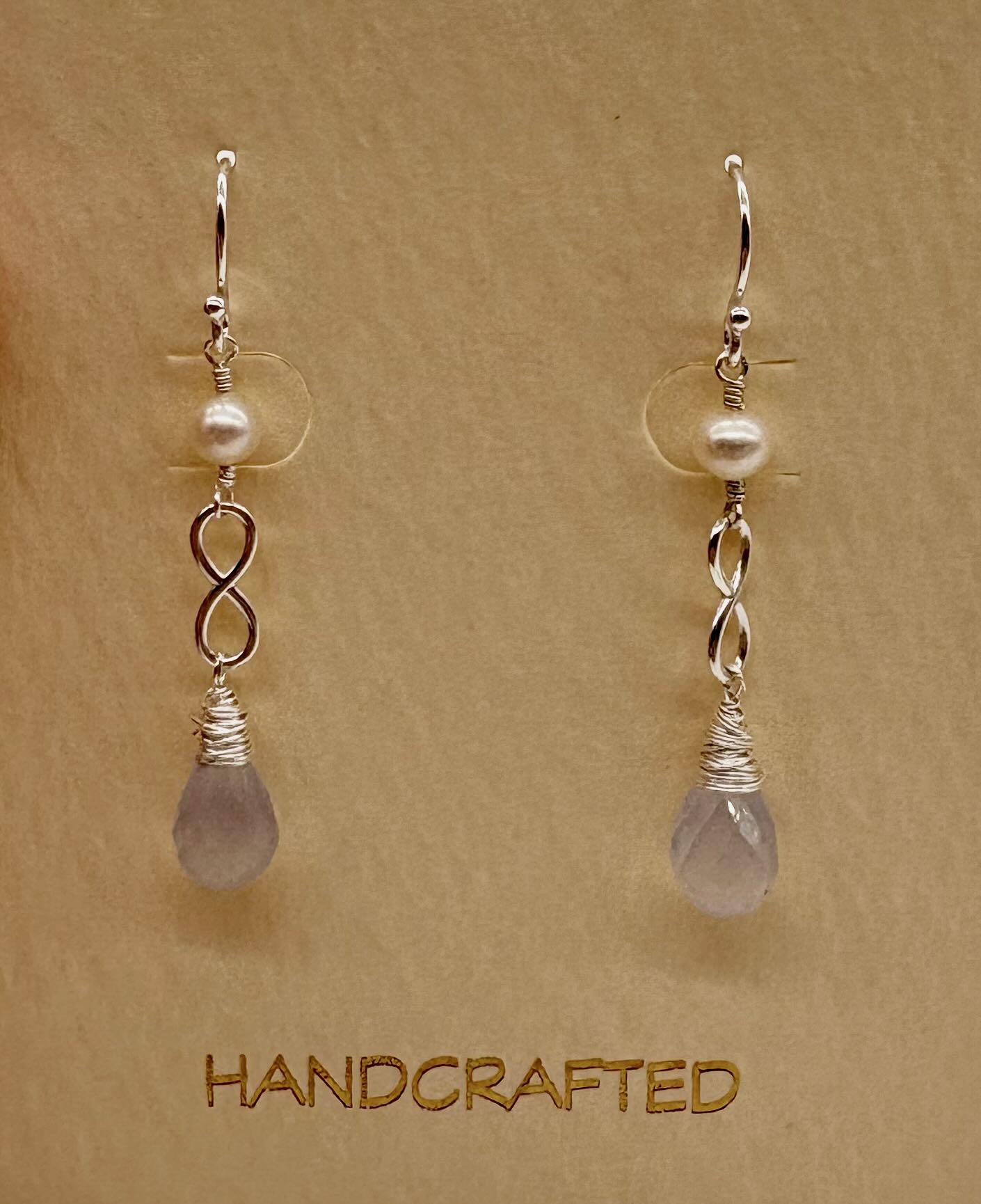 Sterling Silver Earrings with Chalcedony and Freshwater Pearls